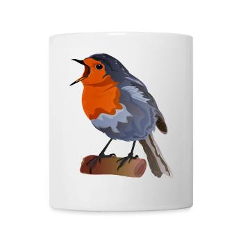 Robin Bird Illustration on Textile - Mug - white - Front