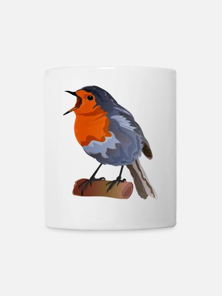 Robin Bird Illustration über Textil - Tasse - Weiß