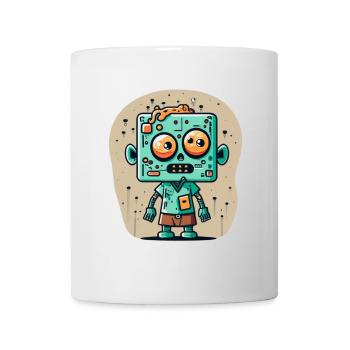 Cute zombie with a square head - Mug - white - Front