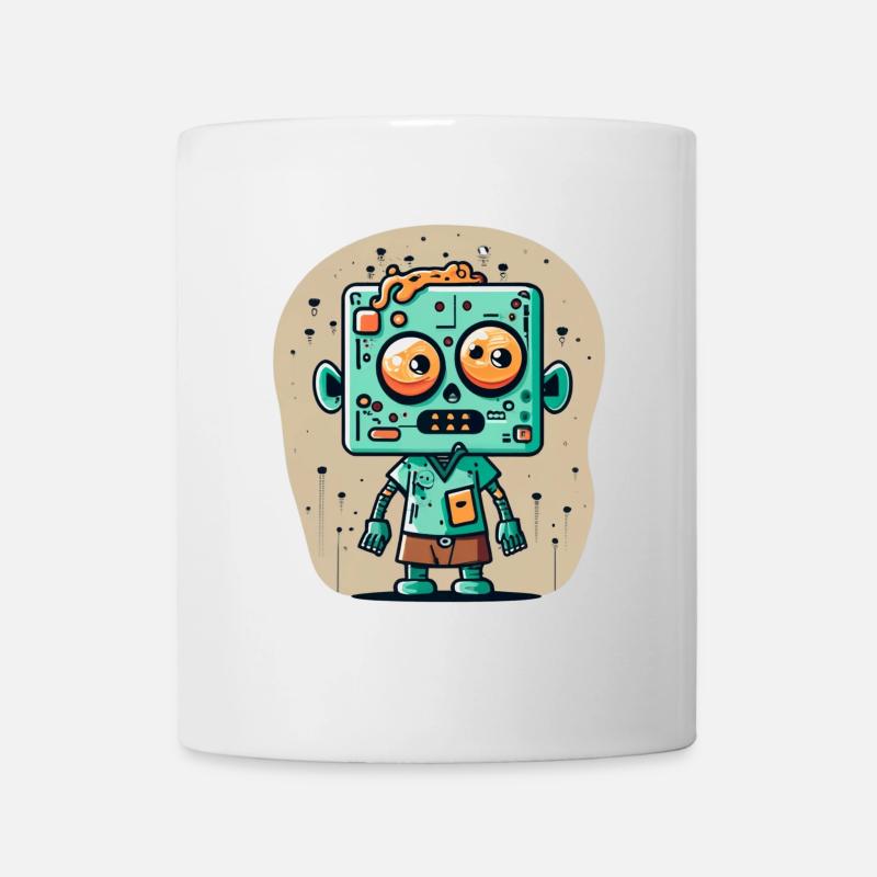 zombie mignon avec une tête carrée - Mug blanc - blanc