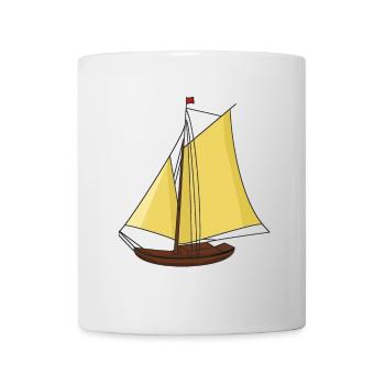 Sailboat, Boat, Ship, Seafaring, Sailing, Ahoy, - Mug - white - Front