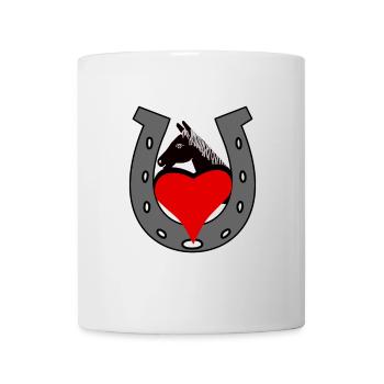 Fer à cheval cheval tête de cheval coeur cadeau d’anniversaire - Mug blanc - blanc - Devant
