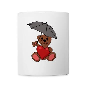 Teddy Bear in Love Heart Umbrella Romance Bear - Mug - white - Front