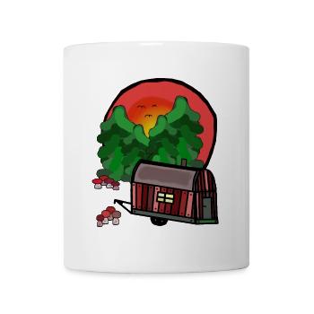 Achtsamkeit wohnen Wald Bauwagen Hütte Haus Öko - Tasse - Weiß - Vorne