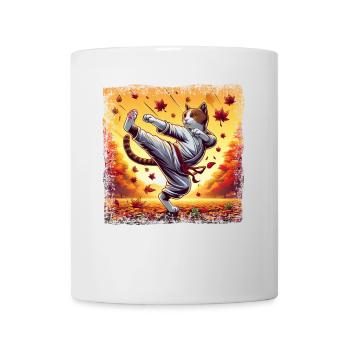 Karate Cat in Autumn Sunset Grunge - Mug - white - Front