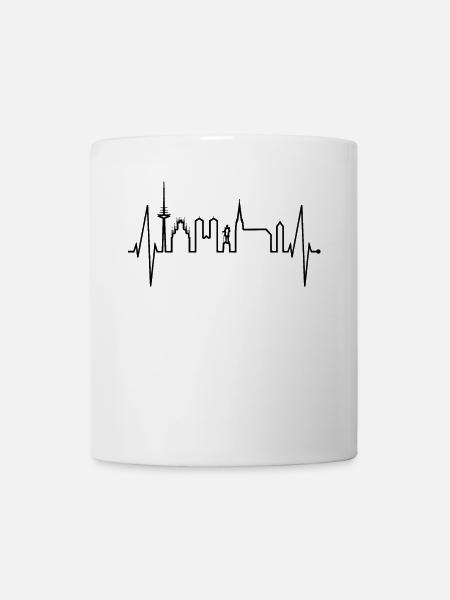 Münster Skyline Herzschlag Herz Liebe Love Münster - Tasse - Weiß