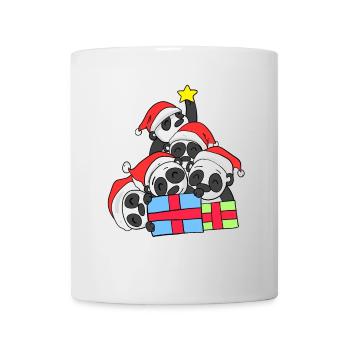 Pandas avec cadeaux - Sapin de Noël - Mug blanc - blanc - Devant