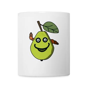 Birne Obst Frucht Wurm Hunger Ernte Garten Kind - Tasse - Weiß - Vorne