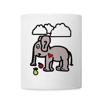 Éléphant Zoo Animaux Fruits Fruits Snacking Enfants Bébé - Mug blanc - blanc - Devant