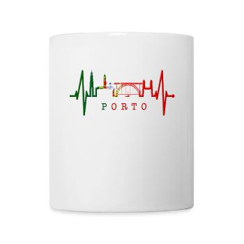 Porto Skyline Herzschlag Portugal Herz Love Porto - Tasse - Weiß - Vorne