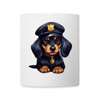 Dackel Polizist - Tasse - Weiß - Vorne