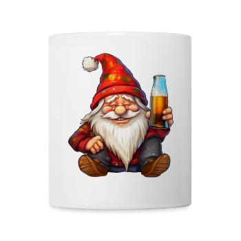 Nain de Noël avec verre à bière - Mug blanc - blanc - Devant