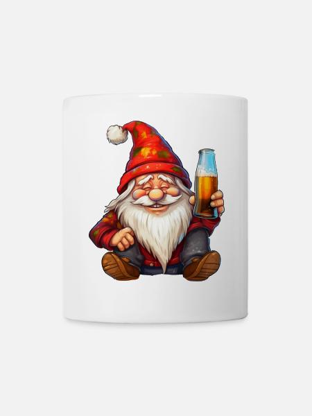 Weihnachtswichtel mit Bierglas - Tasse - Weiß