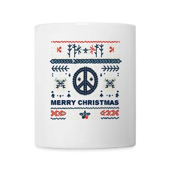 Ugly Christmas Peace Strickmuster - Tasse - Weiß - Vorne