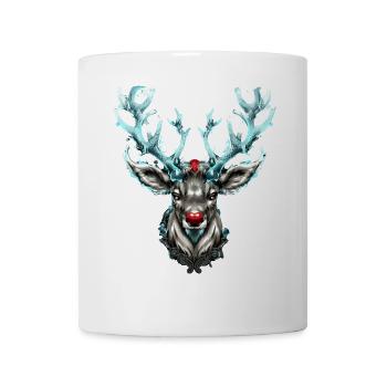 Rote Nase Rentier Hirschgeweih - Tasse - Weiß - Vorne