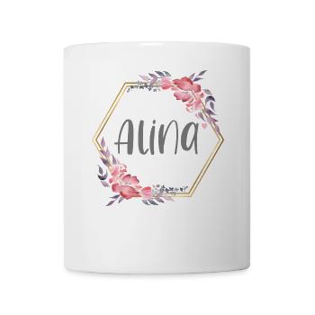 Alina Mädchen Name Baby Geschenk - Tasse - Weiß - Vorne