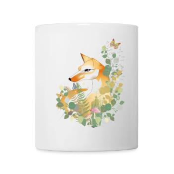Beau renard dessiné à la main dans la prairie - Mug blanc - blanc - Devant