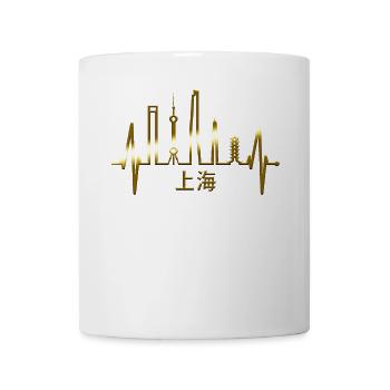 Shanghai Skyline Heartbeat China I Love Shanghai - Mug - white - Front