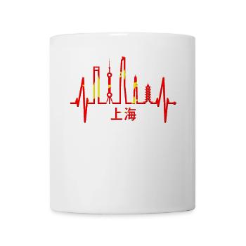 Shanghai Skyline Heartbeat China I Love Shanghai - Mug - white - Front
