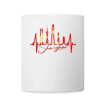 Shanghai Skyline Heartbeat China I Love Shanghai - Mug - white - Front