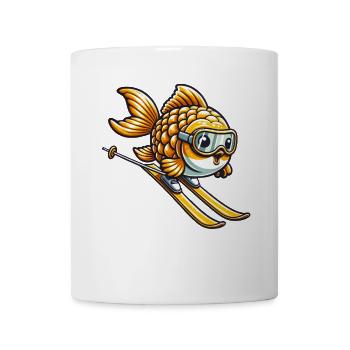 Goldfisch Skifahrer Witzig - Tasse - Weiß - Vorne