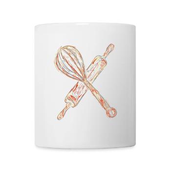 Nudelholz und Handmixer Zeichnung - Tasse - Weiß - Vorne