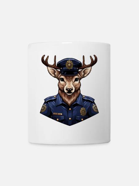 Hirsch Polizei - Tasse - Weiß