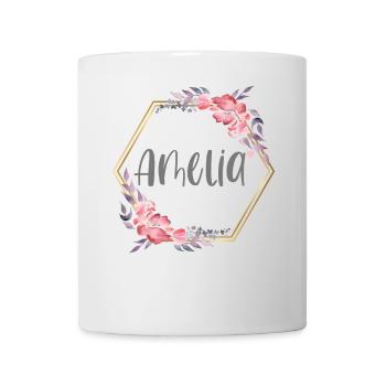 Amelia Mädchen Name Baby Geschenk - Tasse - Weiß - Vorne