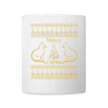 Frohe Katzen, Katzenliebhaber, Weihnachtsstimmung - Tasse - Weiß - Vorne