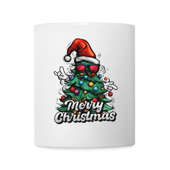 Joyeux Noël – Sapin de Noël avec lunettes de soleil - Mug blanc - blanc - Devant