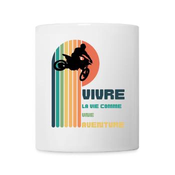 Vivre la Vie comme une Aventure - Moto Cross - Mug blanc - blanc - Devant