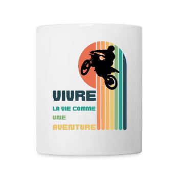 Vivre la Vie comme une Aventure - Moto Cross - Mug blanc - blanc - Devant