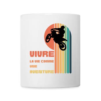 Vivre la Vie comme une Aventure - Moto Cross - Mug blanc - blanc - Devant