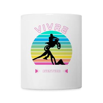 Vivre la Vie comme une Aventure - Moto Cross - Mug blanc - blanc - Devant