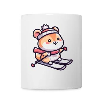 Cute hamster while skiing - Skiing holiday in the - Mug - white - Front