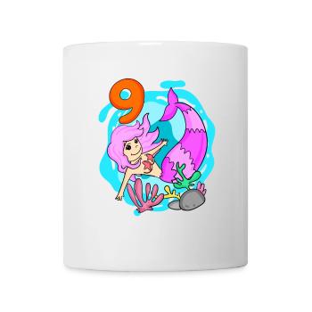 Fille - 9e anniversaire sirène - fille - Mug blanc - blanc - Devant