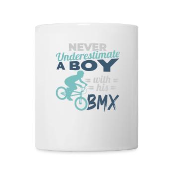 Never underestimate a boy with BMX - Mug - white - Front