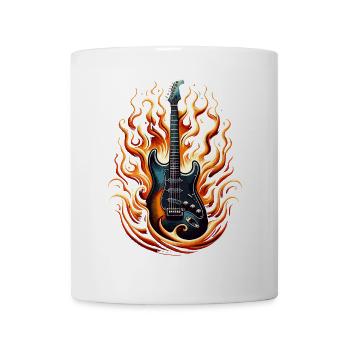 E-Gitarre mit Flammen - Tasse - Weiß - Vorne