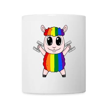Regenbogen Schaf mit Hanteln - Tasse - Weiß - Vorne