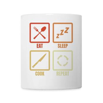 Mangez, dormez, cuisinez, répétez - Mug blanc - blanc - Devant