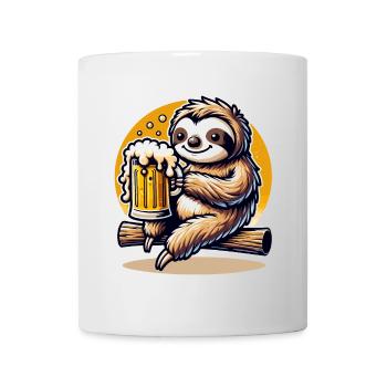 Faultier mit Bier beim Chillen auf Bierparty - Tasse - Weiß - Vorne