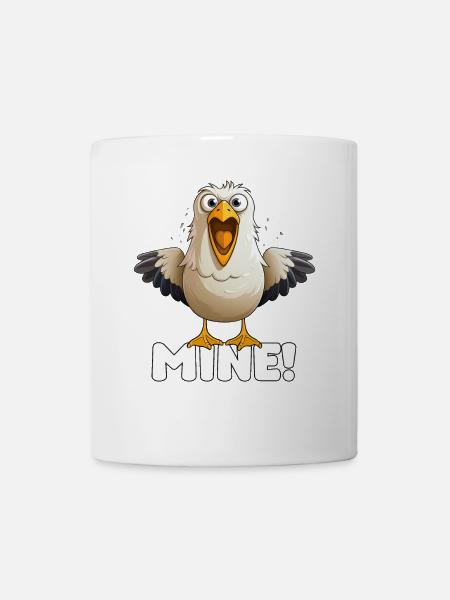 MINE! – Freche Möwe Cartoon, Strand Humor - Tasse - Weiß