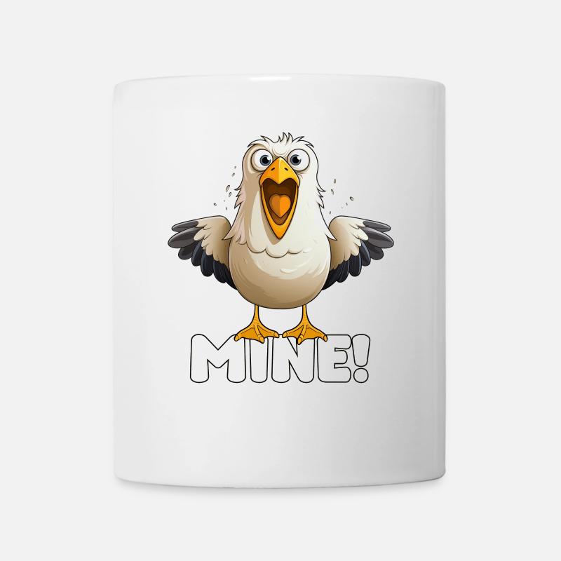 MINE! – Freche Möwe Cartoon, Strand Humor - Tasse - Weiß