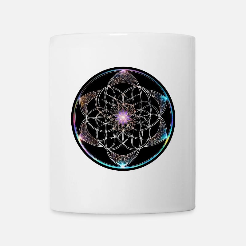 Fleur de vie Cercle géométrique coloré - Mug blanc - blanc