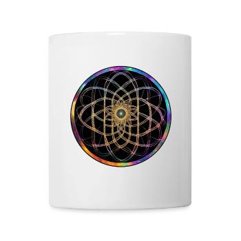 Regenbogen Mandala Kreismuster - Tasse - Weiß - Vorne