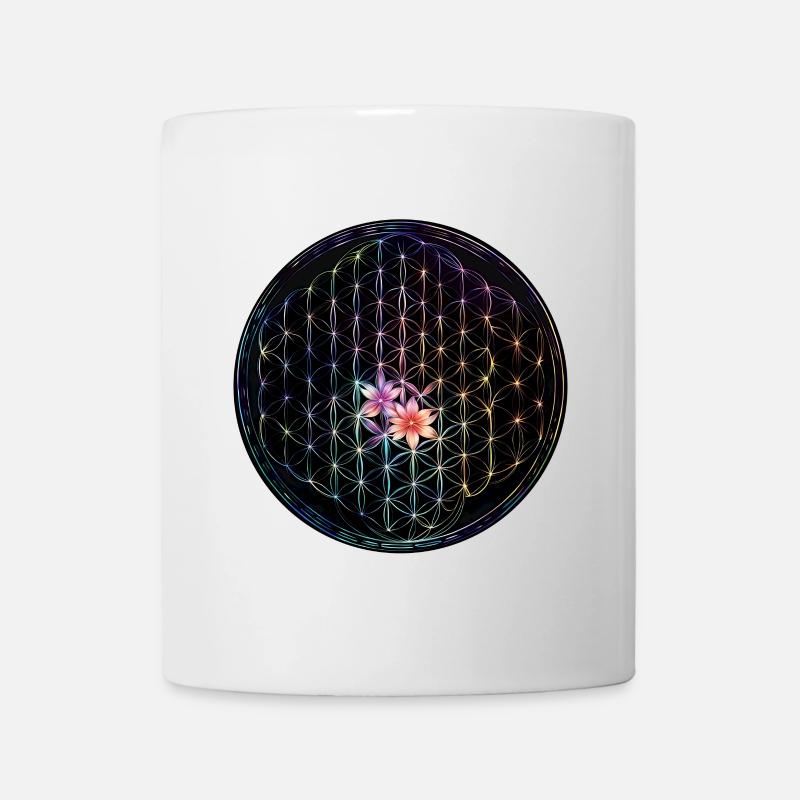 Regenbogen Lebensblume Design - Tasse - Weiß