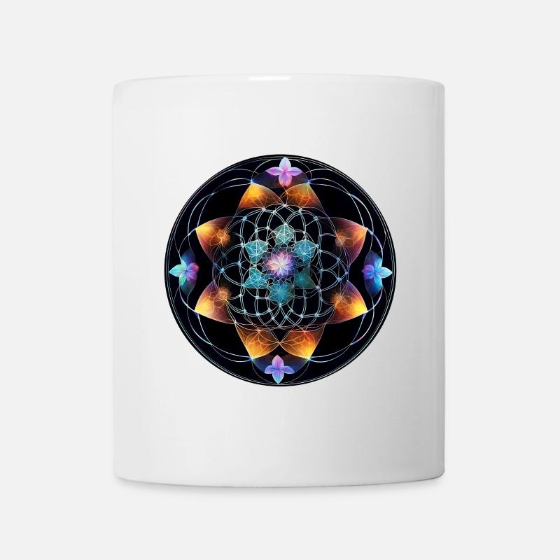 Mandala Lumineux MeshGéométrie - Mug blanc - blanc