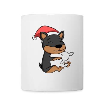 Pinscher Hund Tier Weihnachten - Tasse - Weiß - Vorne
