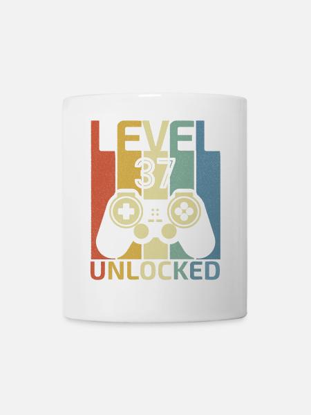 Level 37 Unlocked Funny Video Gamer 37Th Birthday - Mug blanc - blanc