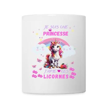 Je suis une princesse j'aime les licornes - Mug blanc - blanc - Devant